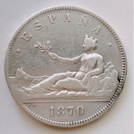 5 pesetas Gobierno Provisional 1870