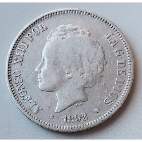 5 pesetas de Alfonso XIII 1892*