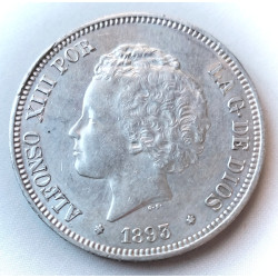5 pesetas de Alfonso XIII 1893*93 PGL