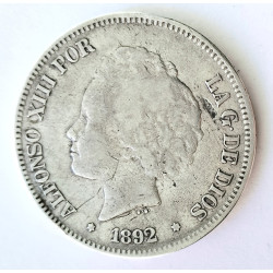 5 pesetas de Alfonso XIII 1892