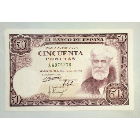 50 pesetas 31 diciembre 1951