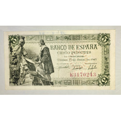 5 pesetas 15 junio de 1945