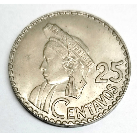 25 centavos de Guatemala 1965