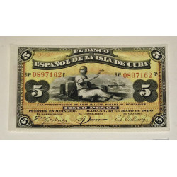 5 PESOS ISLA DE CUBA 1896
