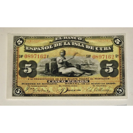 5 PESOS ISLA DE CUBA 1896