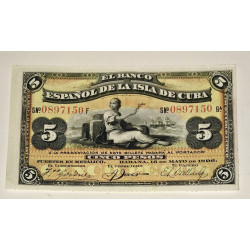 5 PESOS ISLA DE CUBA 1896