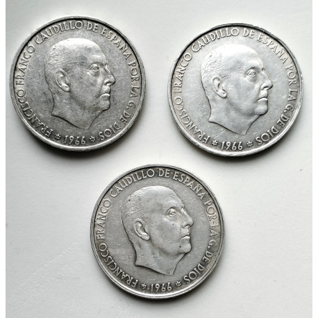 Lote 3 monedas de 100 pts plata