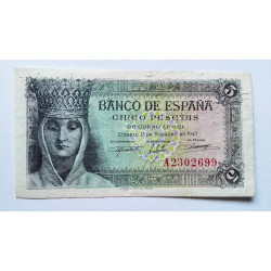 BILLETE DE 5 PESETA DE 1943