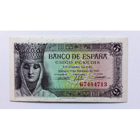 BILLETE DE 5 PESETA DE 1943