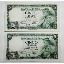 5 PESETAS 22 JULIO 1954