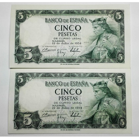 5 PESETAS 22 JULIO 1954