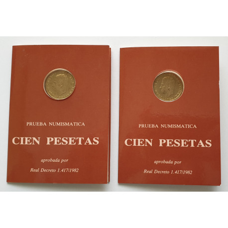 2 carteras 100 Pesetas 1982 Prueba
