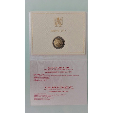 2 EUROS  VATICANO 1ª 2017 SAN PEDRO Y SAN PABLO