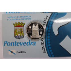 MONEDA DE 5 € PONTEVEDRA : Santuario de la Virgen Peregrina.
